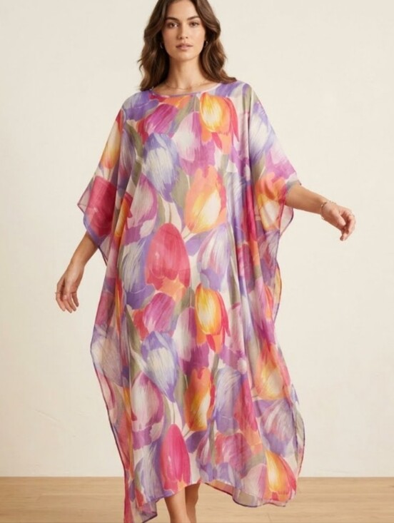 Ruth Norman Dresses & Skirts - Vintage Ruth Norman New York Watercolor Tulip Kaftan